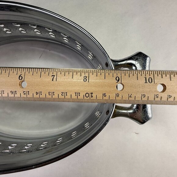 Vintage Oval Metal Filigree Serving Stand With Handles - Picture 11 of 15